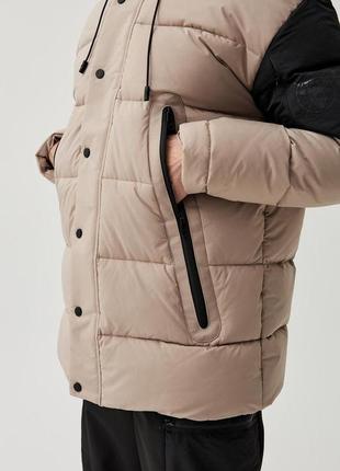 Куртка мужская зимняя до -15 domaru теплая бежевая | пуховик мужской зимний с капюшоном2 фото