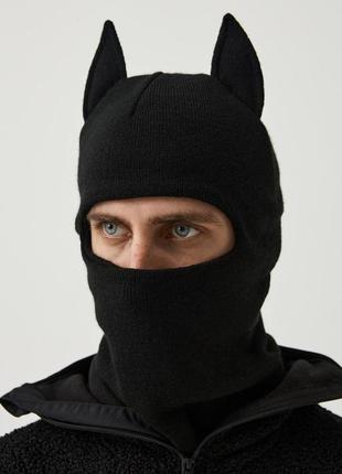 Балаклава зимова чоловіча жіноча batman чорна шапка-баф чоловічий маска бетмен тепла2 фото