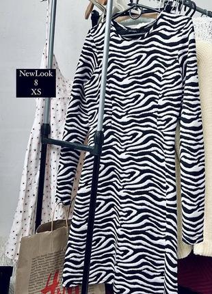 Стильное платье миди в зебра принт от newlook в идеальном состоянии размер xs1 фото