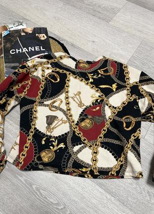 Світшот кофта укорочена zara кроп топ з ланцюгами абчтракція 2