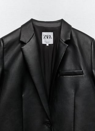 Zara блейзер из искусственной кожи, кожаный пиджак, жакет из экокожи6 фото