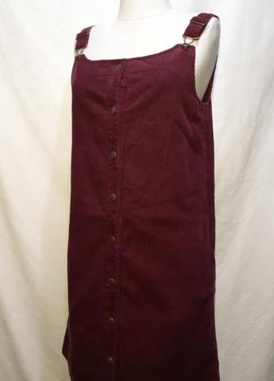 100% коттон. женский брендовый шикарный длинный бордовый вельветовый сарафан, натуральное платье