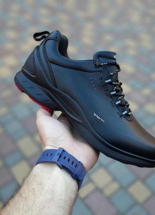 Ecco biom черные кроссовки мужские кожаные топ качество натуральная кожа черные осенние ботинки низкие2 фото