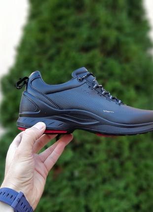 Ecco biom черные кроссовки мужские кожаные топ качество натуральная кожа черные осенние ботинки низкие