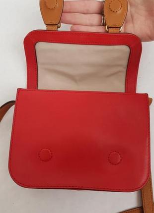 Сумка ralph lauren, кожаная сумка кроссбоди, красная сумочка ralph lauren, сумка через плечо6 фото