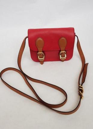 Сумка ralph lauren, кожаная сумка кроссбоди, красная сумочка ralph lauren, сумка через плечо2 фото