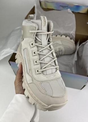 Черевики skechers hi-ryze - i want tread 177242 ofwt beige, оригінальні черевики скейчерс жіночі зимові