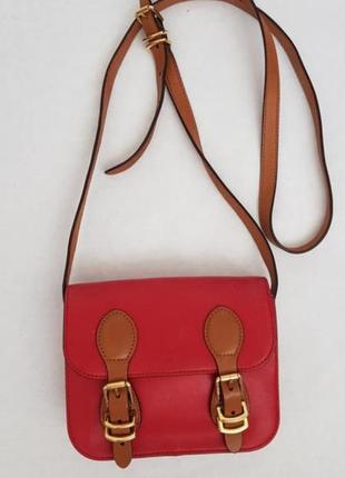 Сумка ralph lauren, кожаная сумка кроссбоди, красная сумочка ralph lauren, сумка через плечо