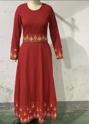 Платье в восточном стиле красное батал2 фото