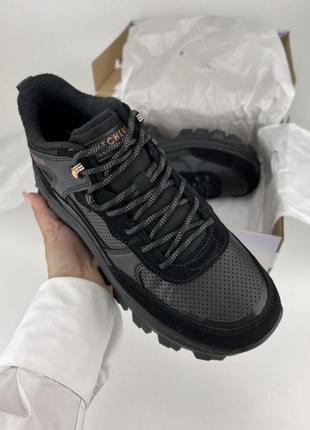 Черевики skechers street blox - kewl 177240 bbk black, оригінальні черевики скейчерс жіночі шкіра