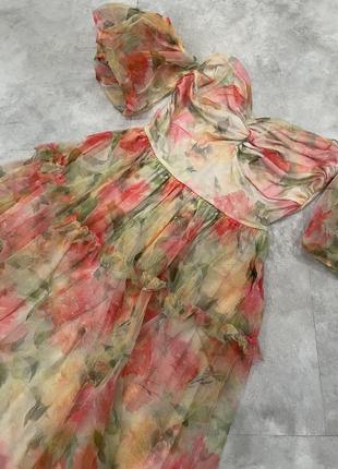 Разноцветное платье макси с пышными рукавами и оборками miss selfridge6 фото