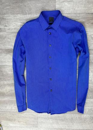 Calvin klein рубашка s/m размер 39 синяя оригинал slim fit