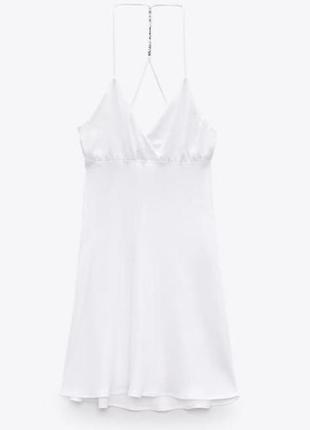 Платье мини белое с открытой спинкой zara размер хс3 фото