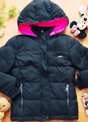 Куртка, пуховичек на девочку черно-розовая1 фото