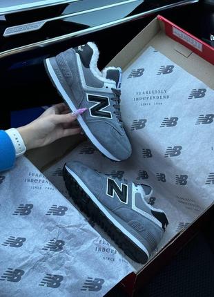New balance 574 gray white black fur ❄️