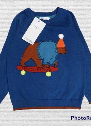 Marks & spenser джемпер мишка свитер новогодний1 фото