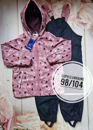 Lupilu комплект грязепруф  на флісі 98/104 р дощовик на дівчинку дождевик на девочку набор