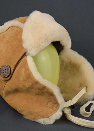 Ugg hat aviator shearling sheepskin шапка вушанка дитяч зима замша хутро овчина цигейка оригін4-6лет1 фото