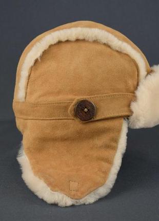 Ugg hat aviator shearling sheepskin шапка вушанка дитяч зима замша хутро овчина цигейка оригін4-6лет10 фото