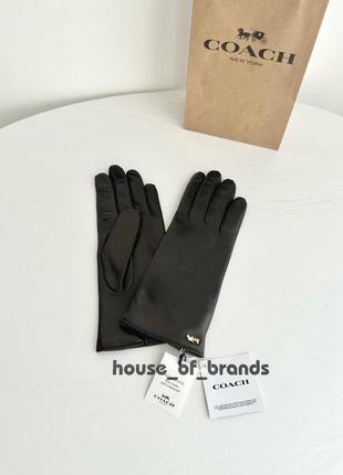 Coach leather tech gloves брендовые женские кожаные перчатки оригинал кожа на подарок жене подарок девушке1 фото