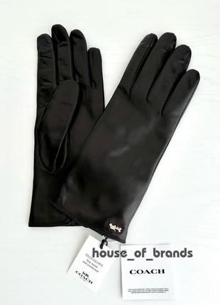 Coach leather tech gloves брендовые женские кожаные перчатки оригинал кожа на подарок жене подарок девушке2 фото