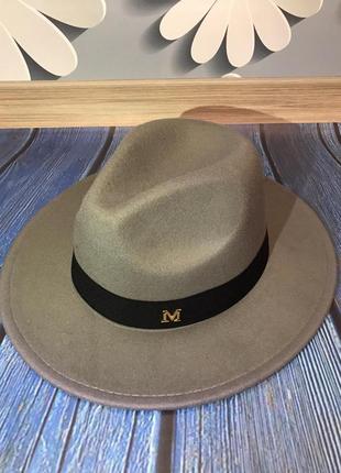 Шляпа унисекс федора с устойчивыми полями и лентой серая
