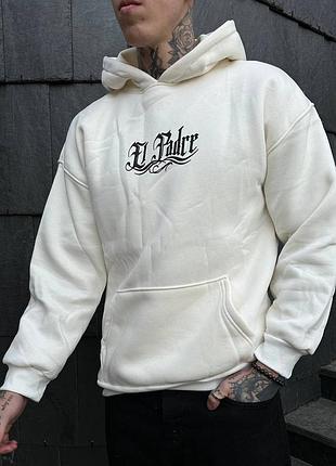 Топовая премиум худи на флисе теплая мужская кофта с принтом padre bless качественная...