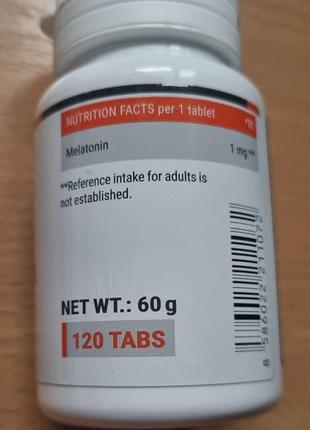 Gymbeam, мелатонін, 1 мг, 120 таблеток2 фото
