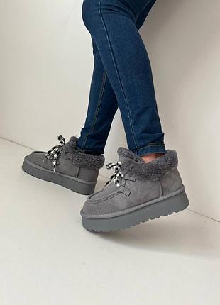 Ботинки женские зимние, замшевые с мехом