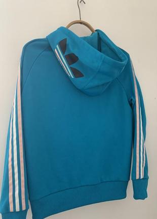 Кофта zip adidas капишон синяя 3 полоска женская размер 320616 м л2 фото