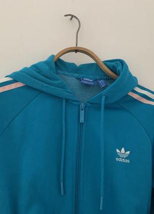 Кофта zip adidas капишон синяя 3 полоска женская размер 320616 м л3 фото