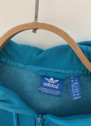 Кофта zip adidas капишон синяя 3 полоска женская размер 320616 м л5 фото