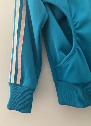 Кофта zip adidas капишон синяя 3 полоска женская размер 320616 м л7 фото