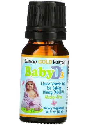 California gold nutrition жидкий витамин d3 для детей 10 мкг 400 ме 10 мл 0,34 жидкий  cgn-010343 фото