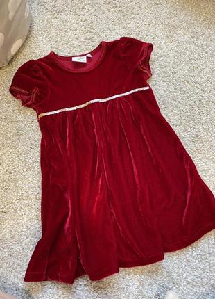 Оксамитова святкова червона новорічна сукня плаття новорічне святкове