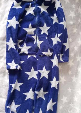 Флисовая пижама кегуруми 116/122 синяя в звезды2 фото