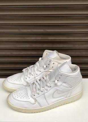 Air jordan 1 mid triple white 2.0 45р 29см кросівки оригінал 2