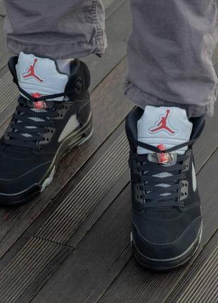 Мужские кроссовки nike air jordan retro 5 black3 фото