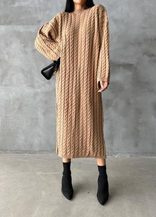 Трендовое теплое длинное вязаное платье макси8 фото