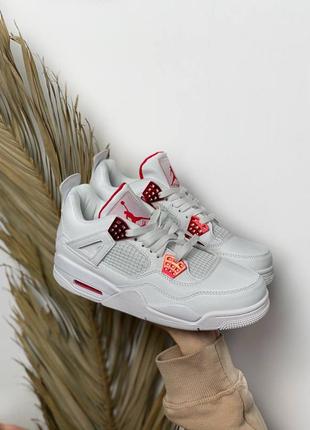 Кроссовки nike air jordan 4 white/red4 фото