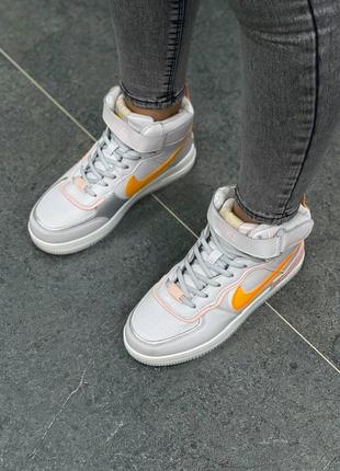 Жіночі кросівки nike air force 1 shadow grey/yellow (з хутром)3 фото