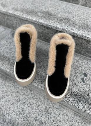 Лоферы, ботинки зимние замщенные, с норкой, на подошве5 фото