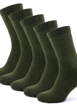 Упаковка мужские тактические термоноски olive 10 пар 42-45 высокие зимние носки зсу махровые