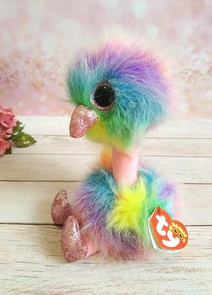 М'яка іграшка райдужний страус ty beanie babies asha2 фото