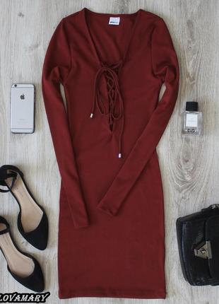 Платье в рубчик со шнуровкой gina tricot2 фото