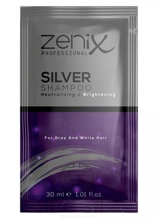 Серебряный шампунь для осветленных, мелированных и седых волос zenix