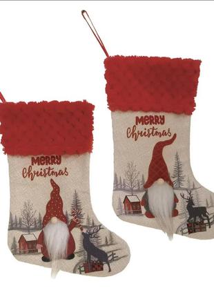 Різдвяний новорічний сапог для подарунків, день святого миколая, прикраса ялинки