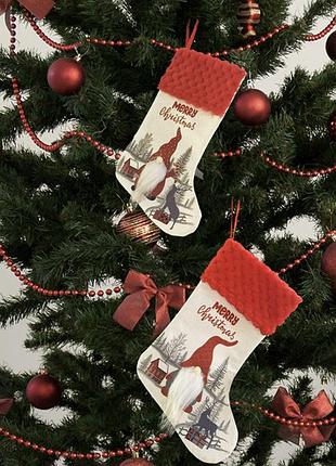 Різдвяний новорічний сапог для подарунків, день святого миколая, прикраса ялинки