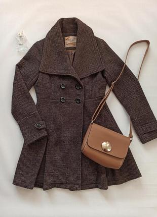 Пальто, пальто на запах, коричневое пальто