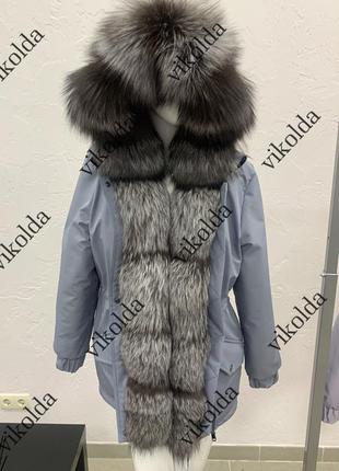 Жіноча зимова куртка парка пальто з натуральним хутром чорнобурки з 42 по 582 фото